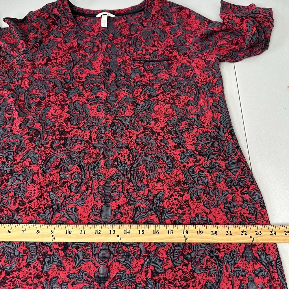 Soma Cool Nights‎ Nightgown Sz XL Red Floral Cotton Modal Blend - Picture 6 of 9